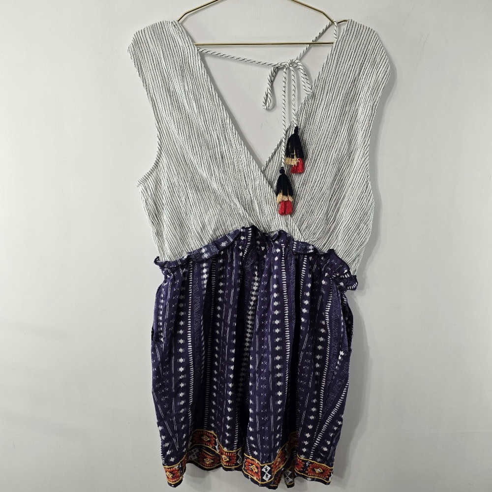 Anthropologie Laia Striped Romper Embroidered Playsuit Shorts Jumpsuit NWT Sz XL - Picture 12 of 15